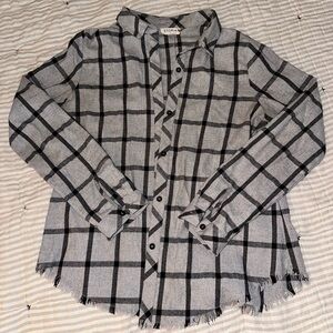 Storia Black and Gray Checkered Button Down Shirt
